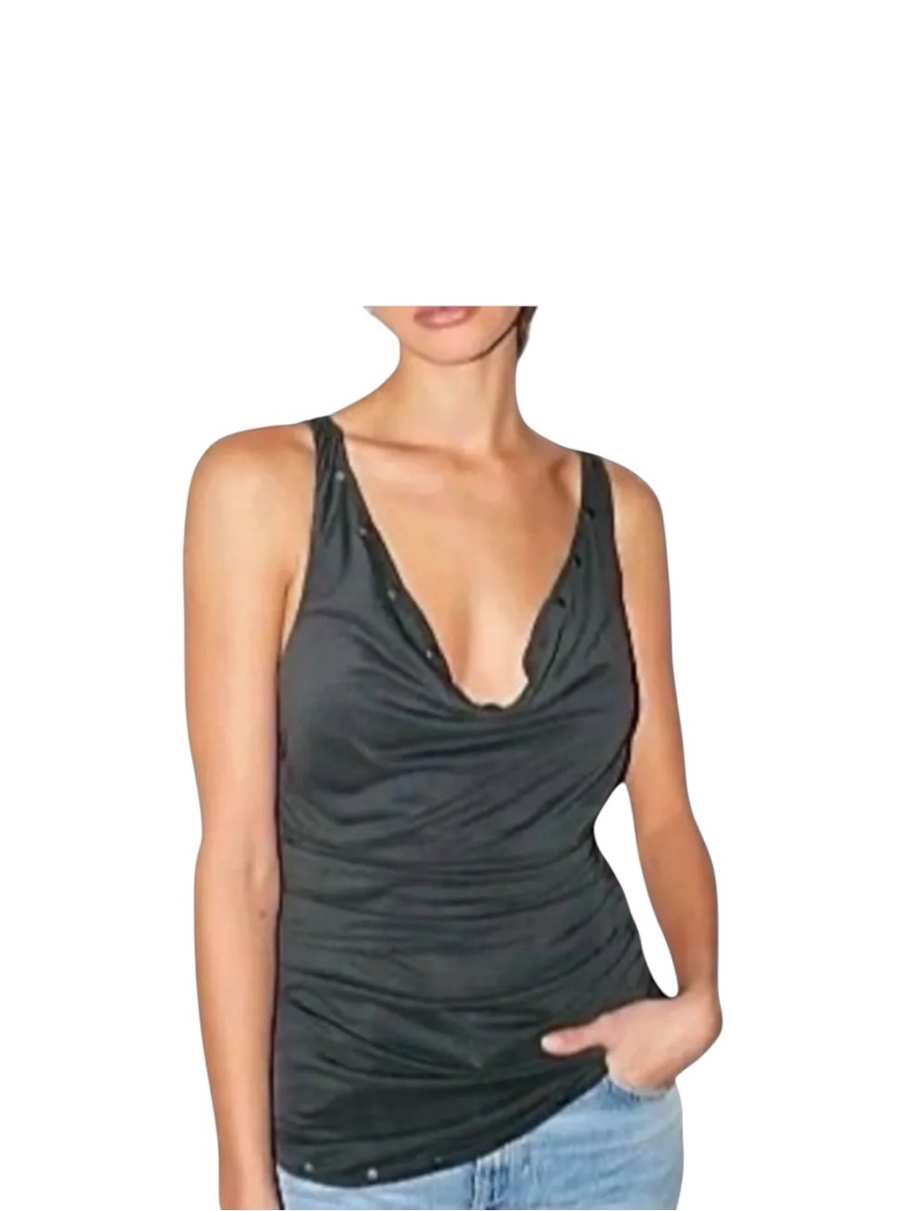 Free People Kris Knit Top Blouse Washed Black